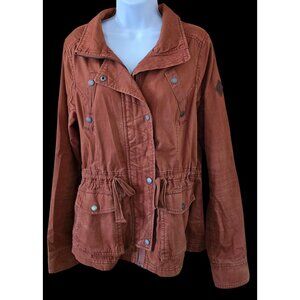 Hollister Womens Rust Brown Snap & Zip Front Utility Jacket cottagecore boho